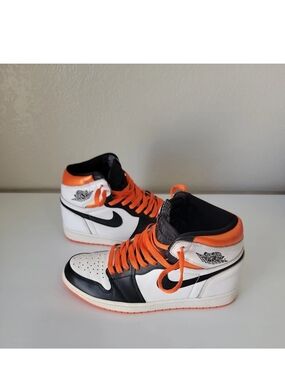 Nike Air Jordan 1 Retro High OG Black Orange White Leather Sneakers Size 9